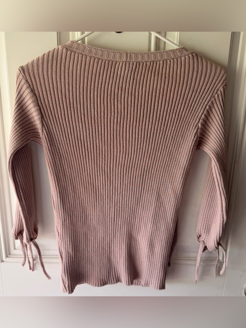 New Puppets And Puppets 100% Cotton Rubbed Knit Sweater Size Medium Tan — image 5 of 8